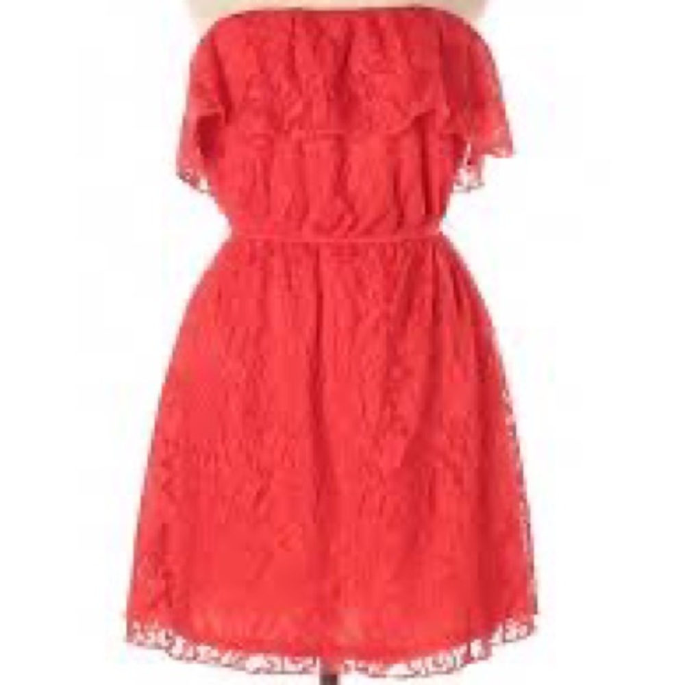 Maurices Strapless Red Lace Dress